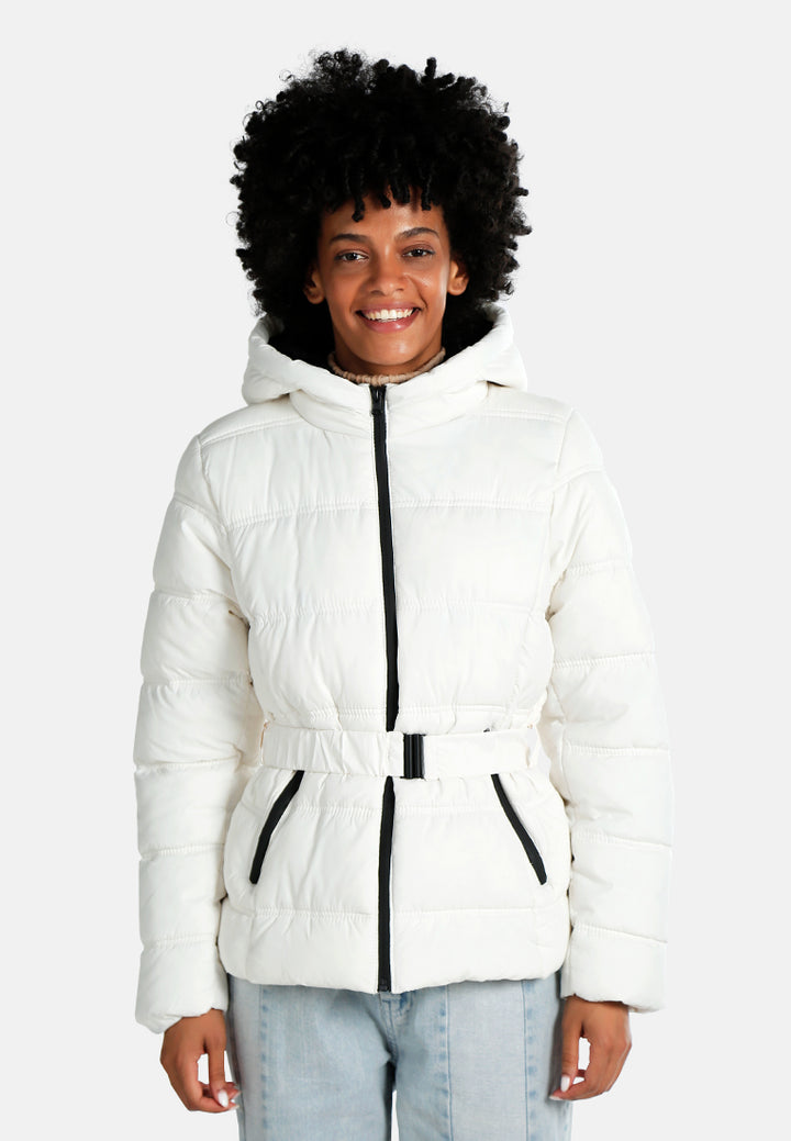 Quilted Hood Puffer Jacket#color_off-white