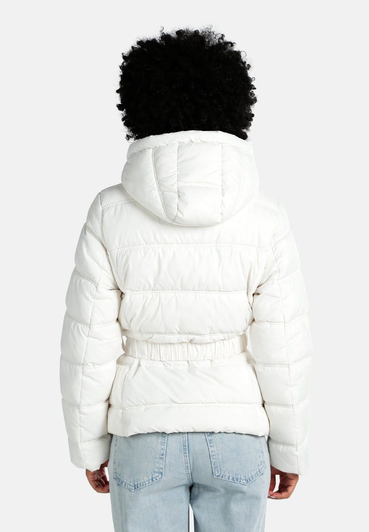 Quilted Hood Puffer Jacket#color_off-white