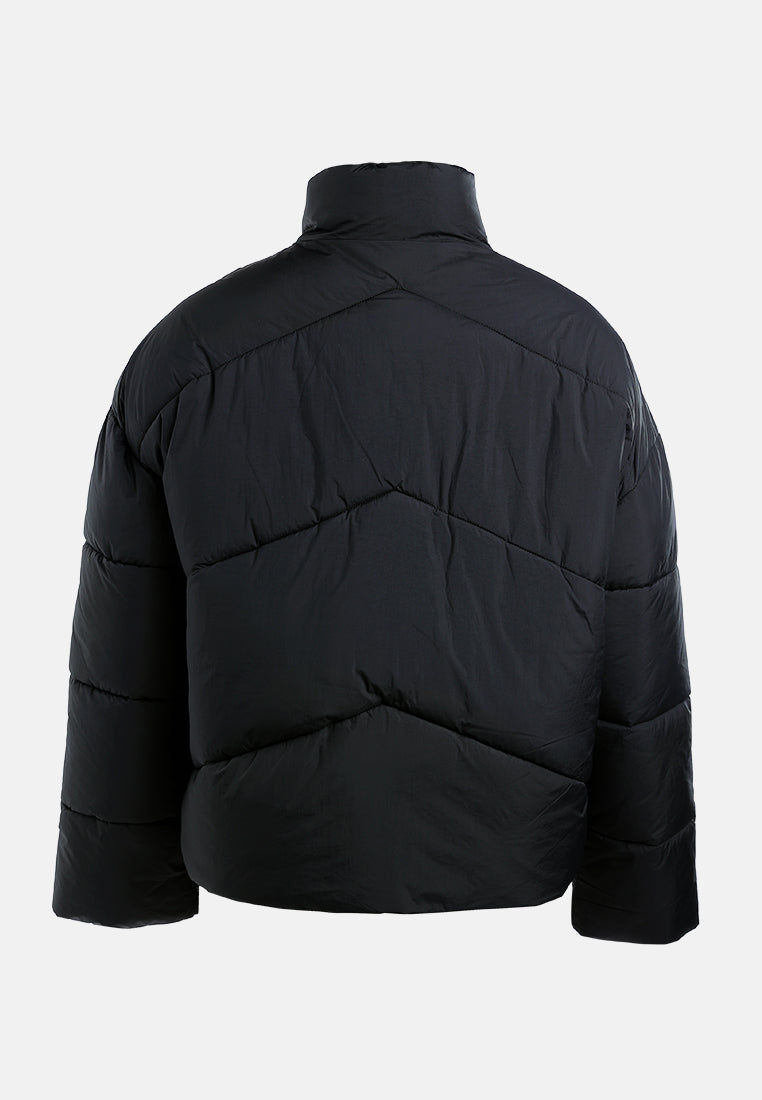 oversized zipper puffer jacket#color_black