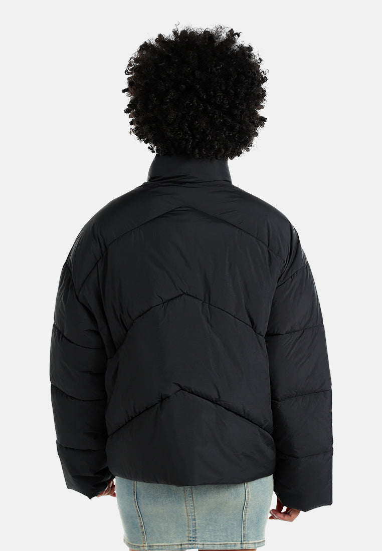 oversized zipper puffer jacket#color_black