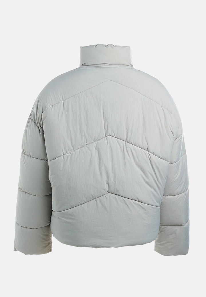 oversized zipper puffer jacket#color_light-grey