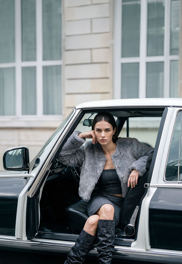 cropped faux fur coat#color_grey