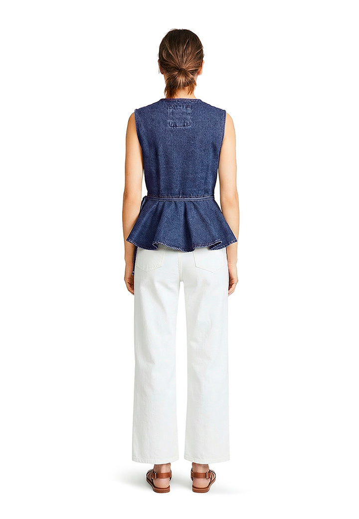 wrap detail peplum top by ft#color_mid-blue