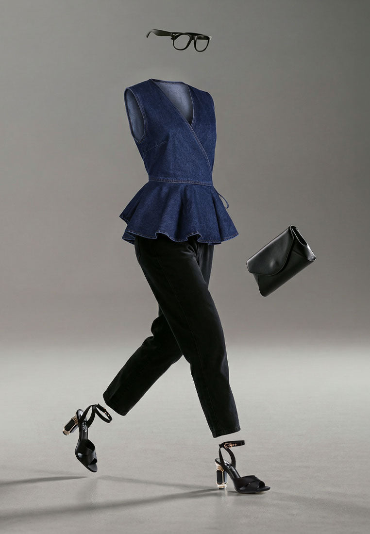 paper bag waist pants#color_black