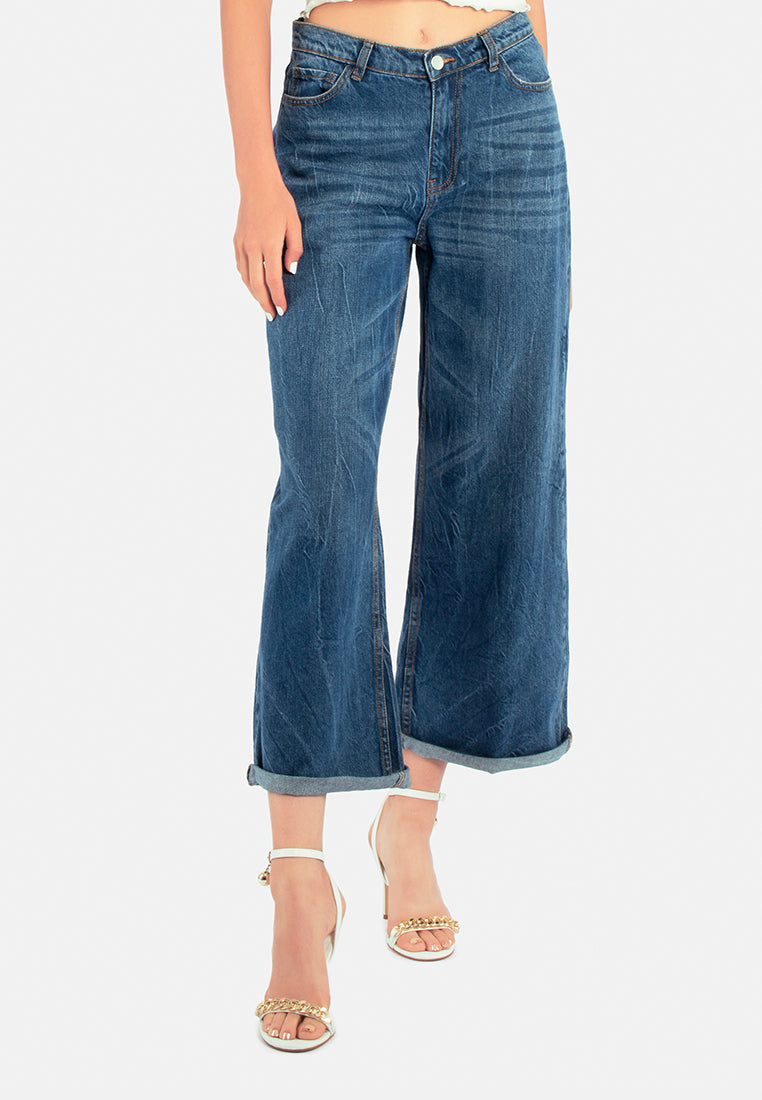 washed denim wide leg jeans pants#color_mid-blue