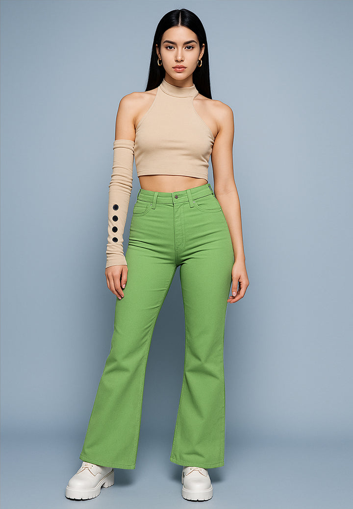high waist wide leg pants#color_green