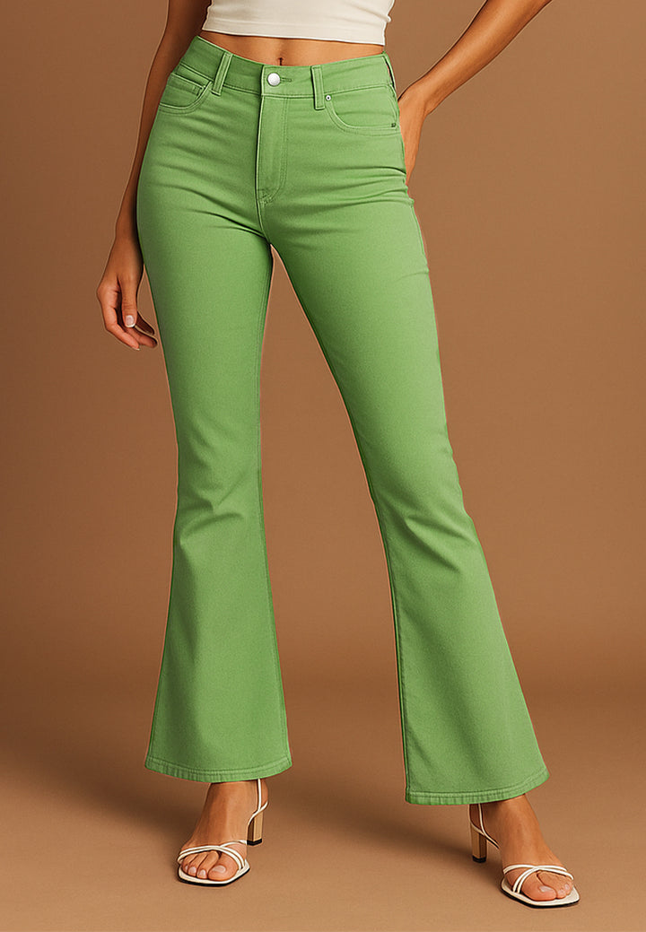 high waist wide leg pants#color_green