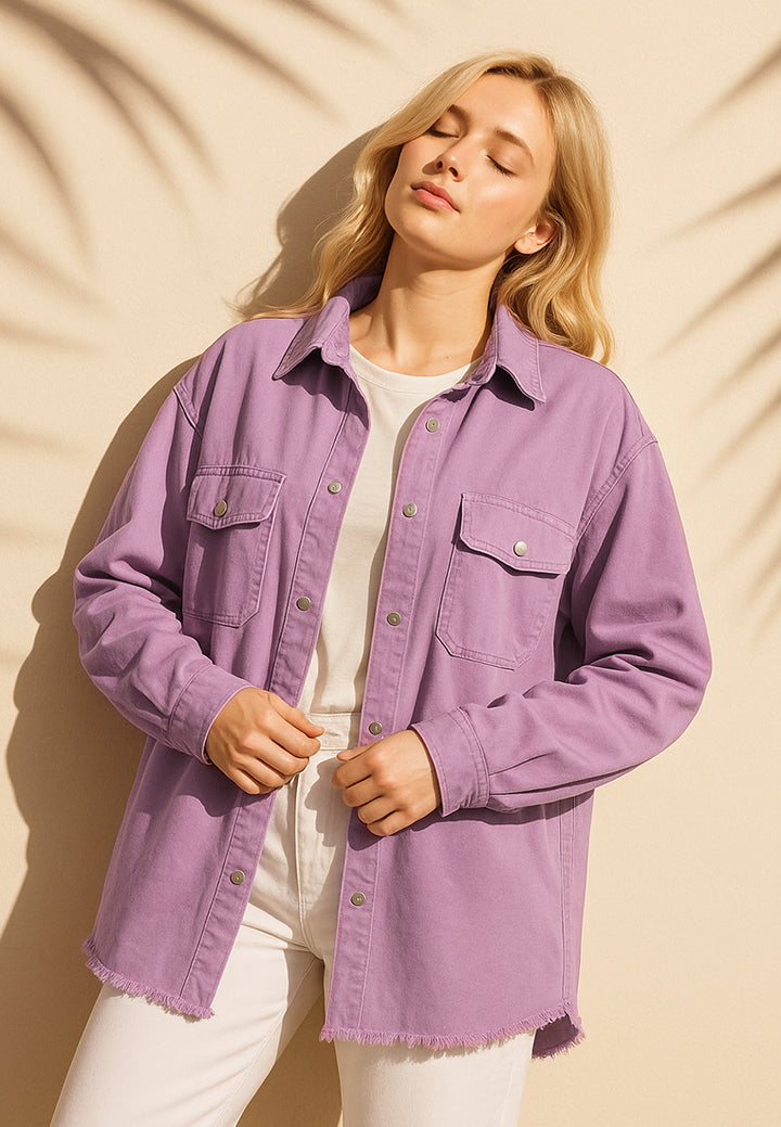 oversized long sleeve shacket#color_lilac