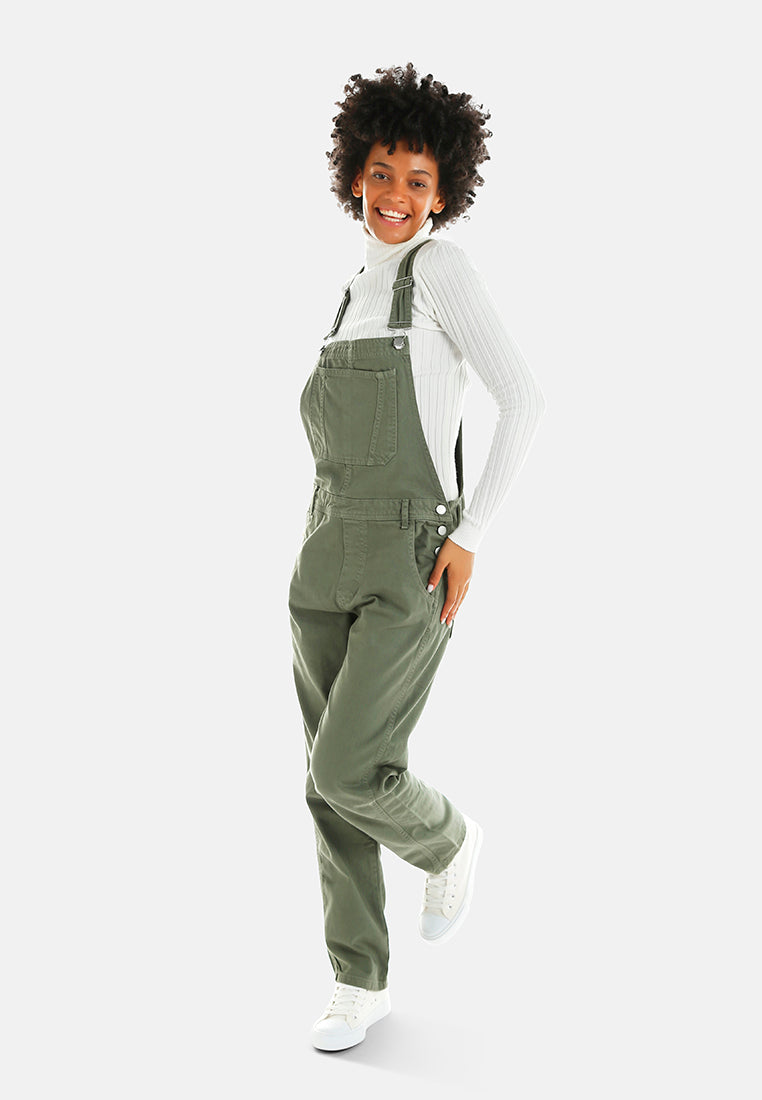 mom fit dungaree by ft#color_army-green