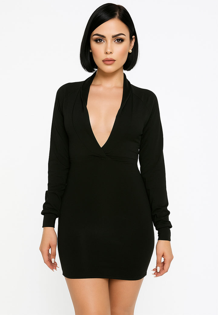 cut out black tux mini dress#color_black