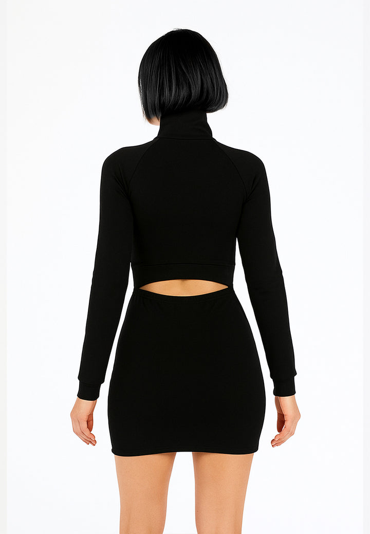 cut out black tux mini dress#color_black