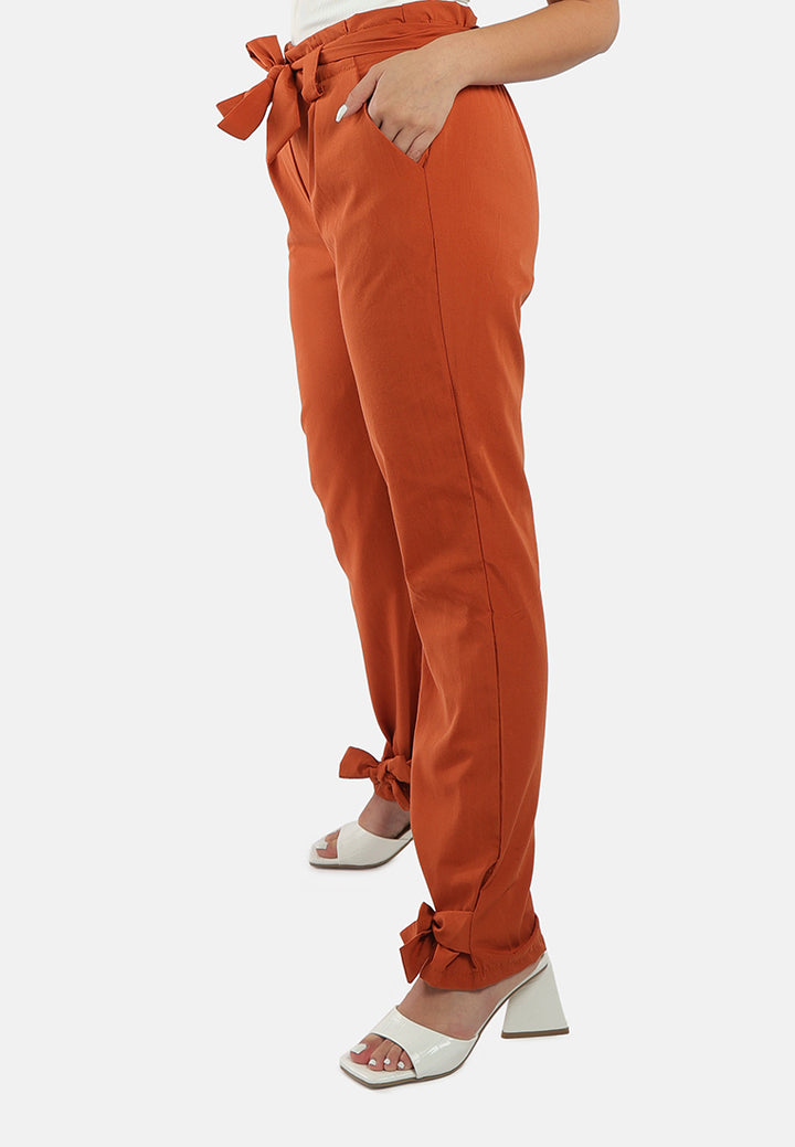 waist tie pleated trousers#color_orange