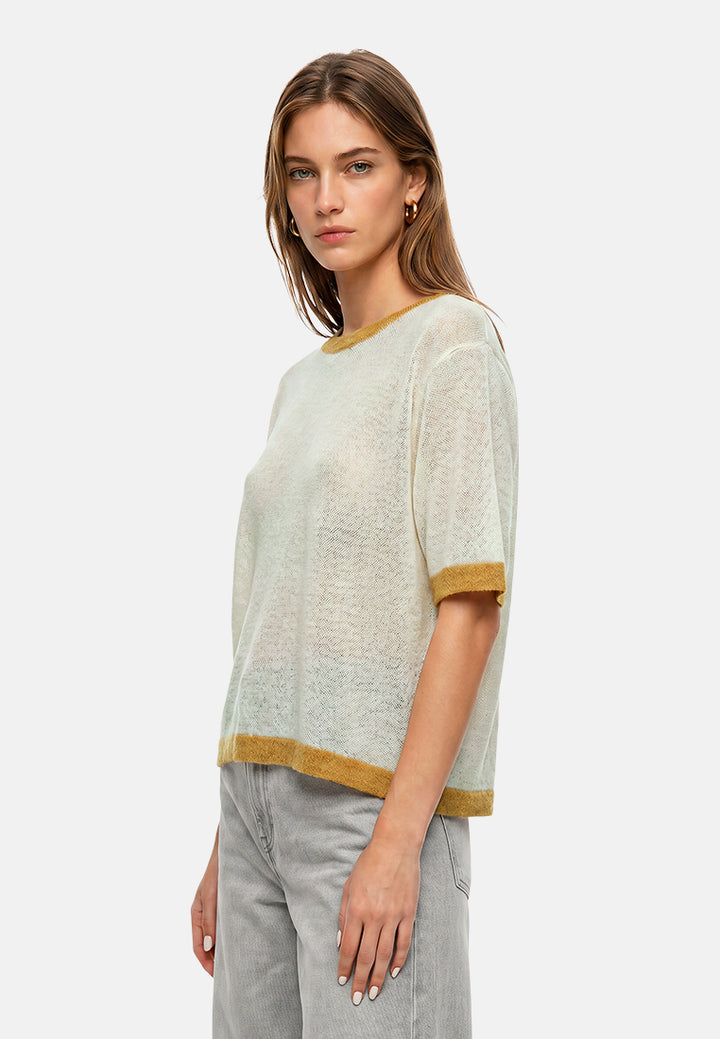 contrast neck and sleeve rib t-shirt#color_yellow