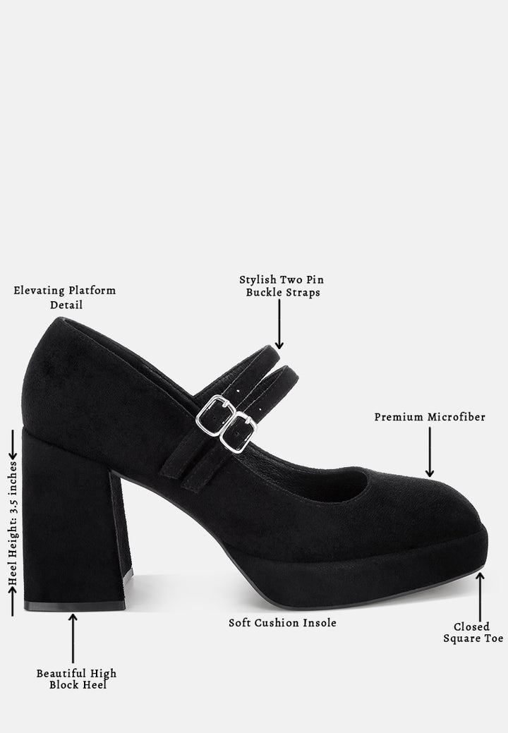 cabota dual buckle chunky heel sandals#color_black-suede