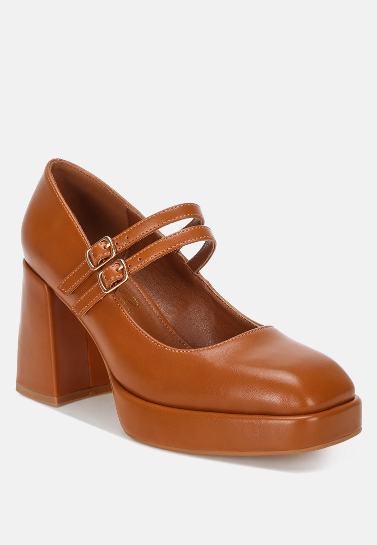 cabota dual buckle chunky heel sandals#color_tan-smooth