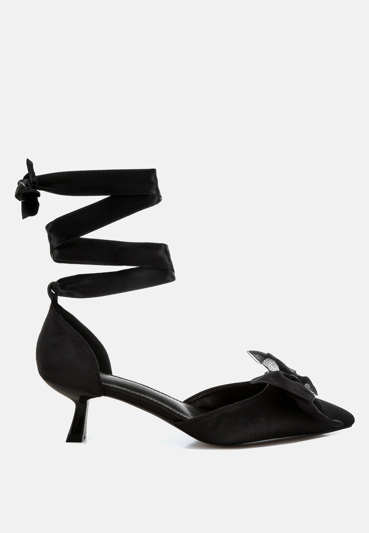 bow detail satin sandals by mode#color_black