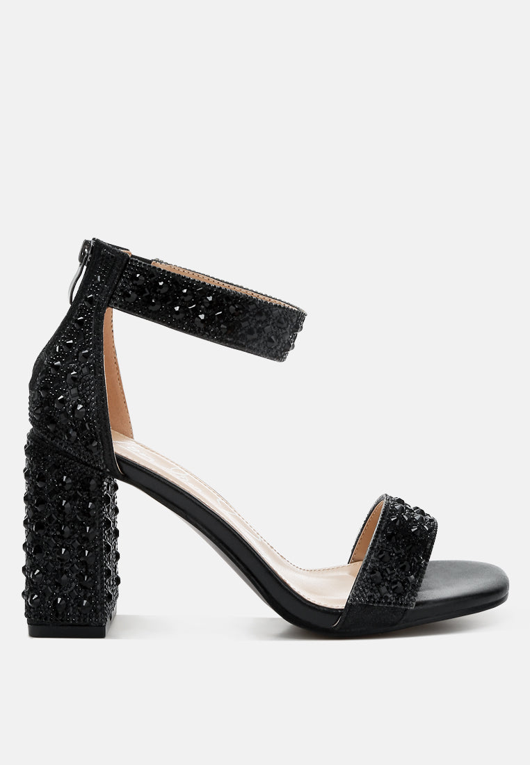 rhinestones and sequins block sandals by ruw#color_black