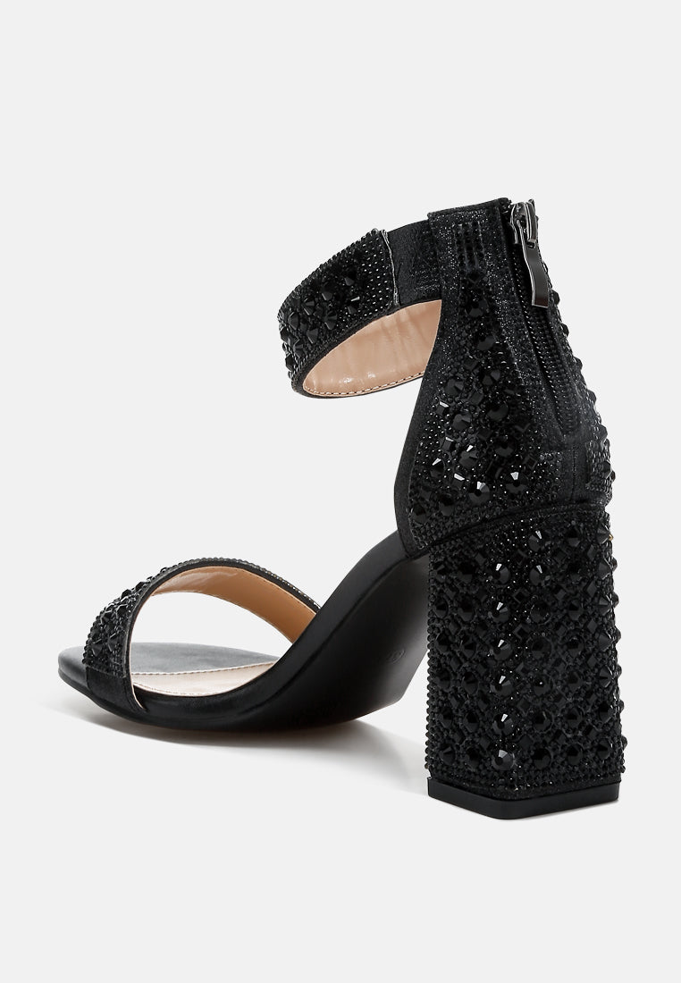 rhinestones and sequins block sandals by rag#color_black