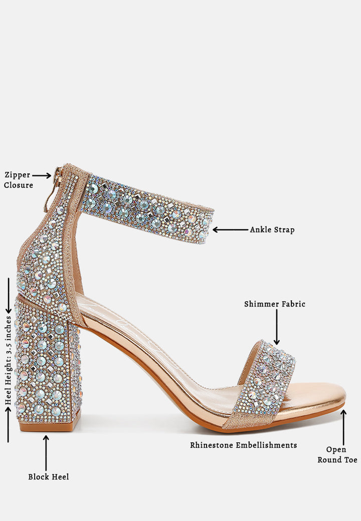 rhinestones and sequins block sandals by ruw#color_rose-gold