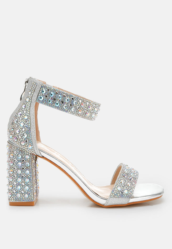 rhinestones and sequins block sandals by rag#color_silver