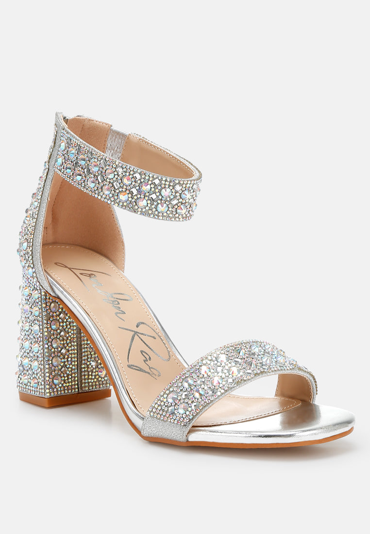 rhinestones and sequins block sandals by ruw#color_silver