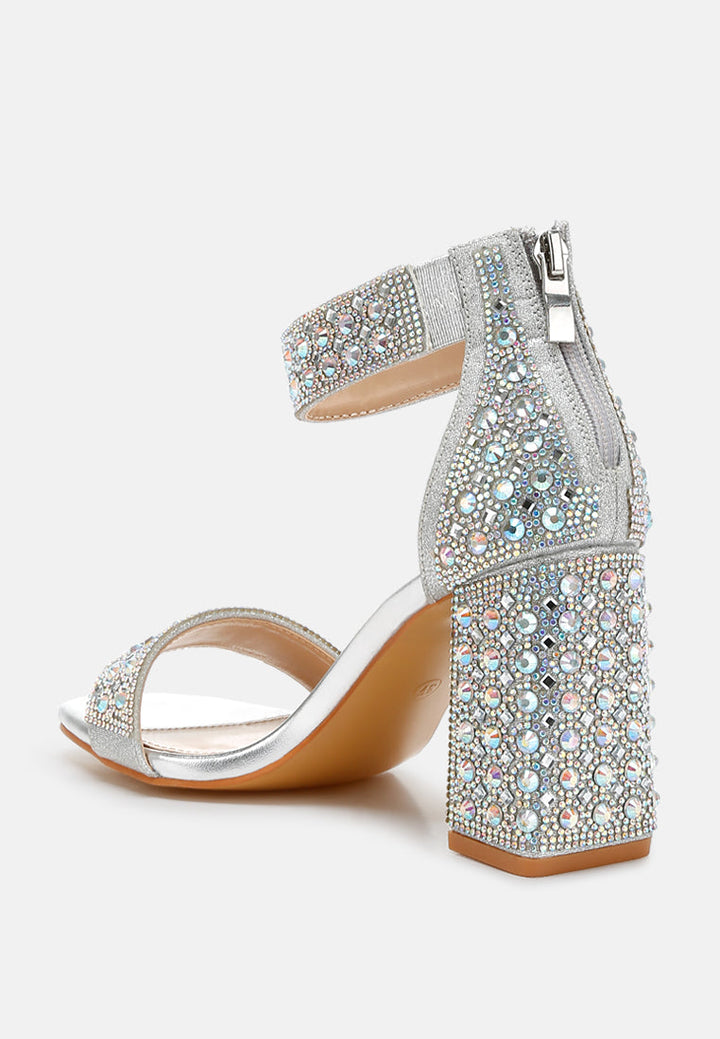 rhinestones and sequins block sandals by rag#color_silver