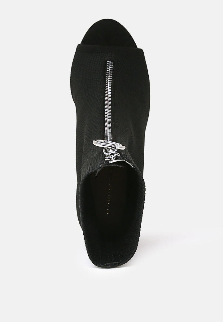floarea knitted peep toe block heel sandals#color_black