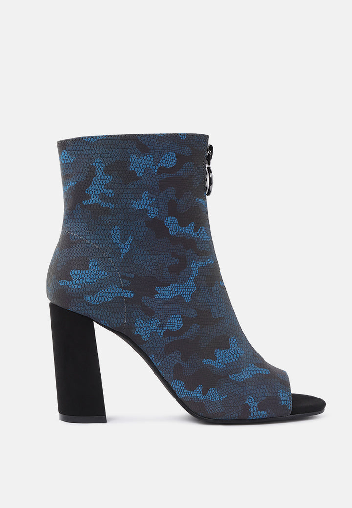 floarea knitted peep toe block heel sandals#color_blue