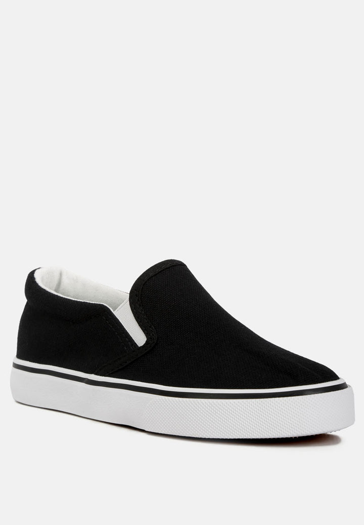 canvas slip on sneakers for kids#color_black