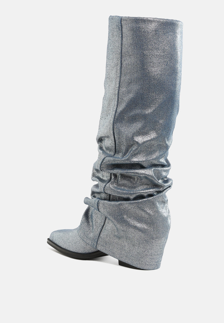 capella fold-over slouchy denim boot#color_blue