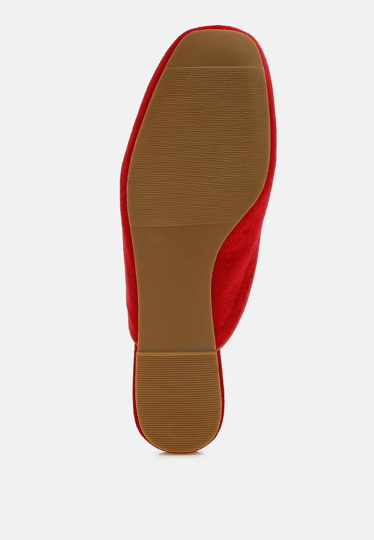 tassel detail velvet mules by mode#color_red