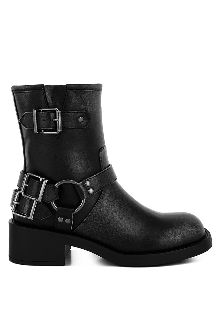 caribou harness detail biker boots#color_black