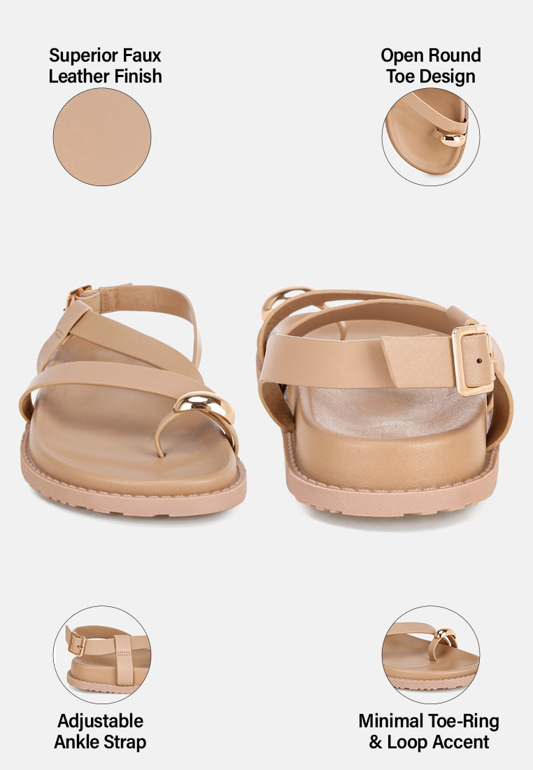 carina strappy design flat sandals by ft#color_beige