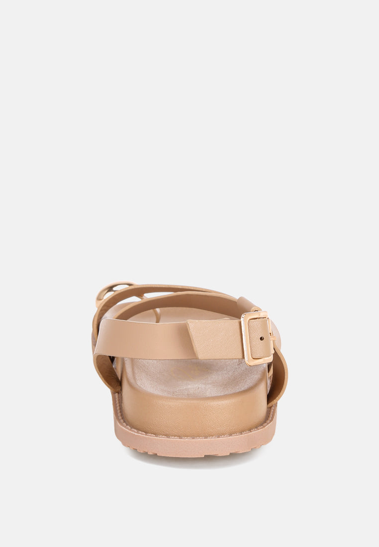 carina strappy design flat sandals by ft#color_beige