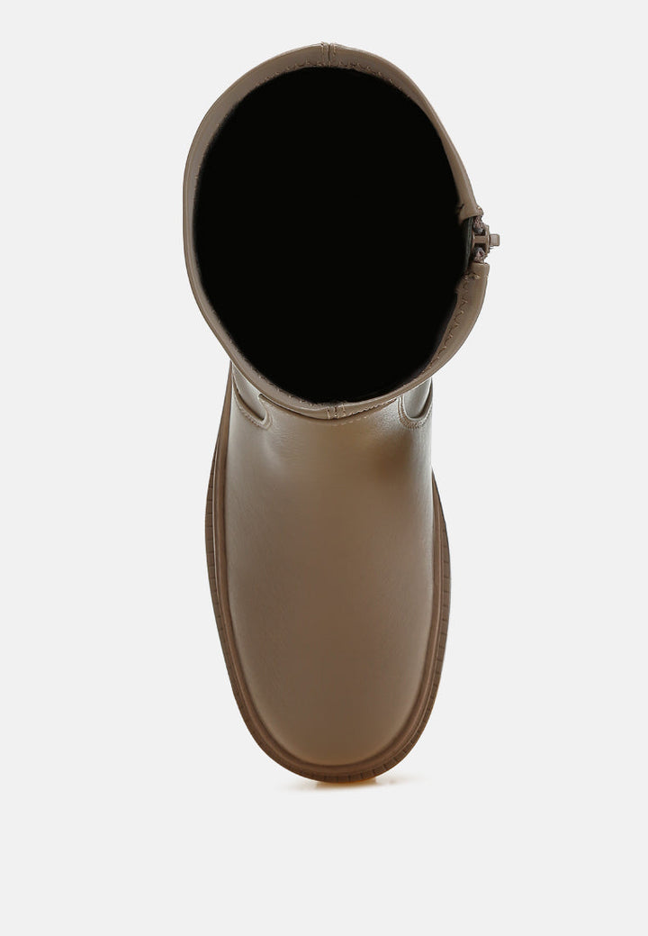 chunky faux leather calf boots by mode#color_taupe