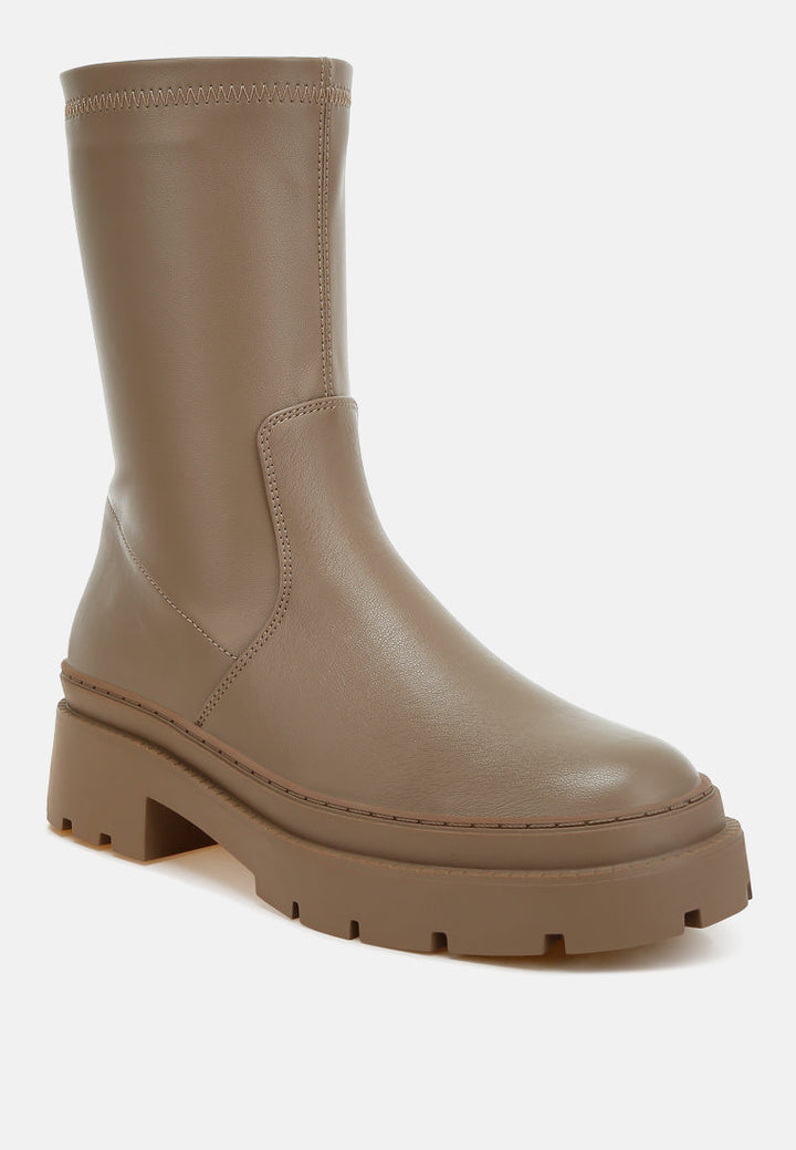 chunky faux leather calf boots by mode#color_taupe