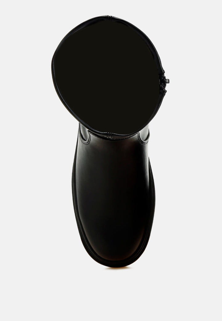 chunky faux leather calf boots by rag#color_black