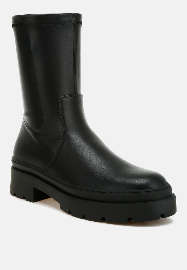chunky faux leather calf boots by rag#color_black