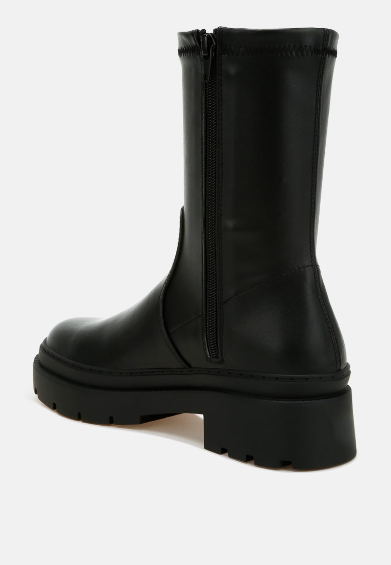 chunky faux leather calf boots by rag#color_black