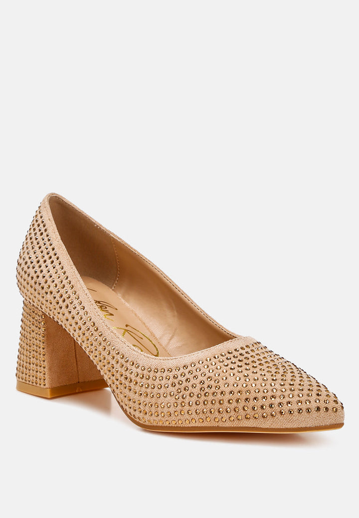 caspia rhinestones embellished pumps by rag#color_beige