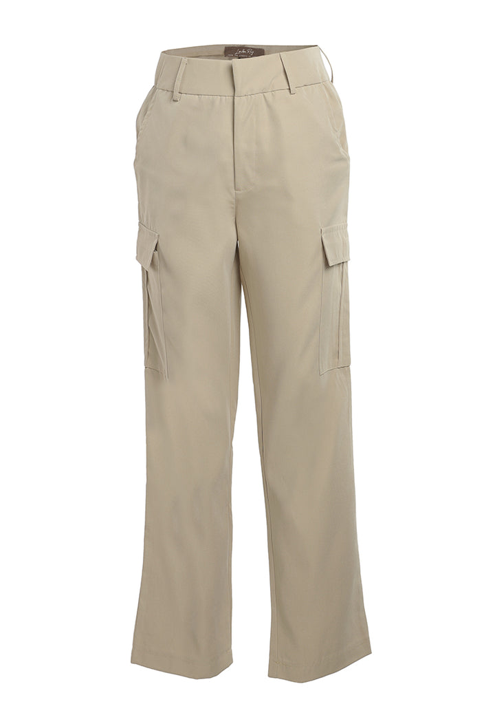 casual high waist straight pants by ruw#color_beige