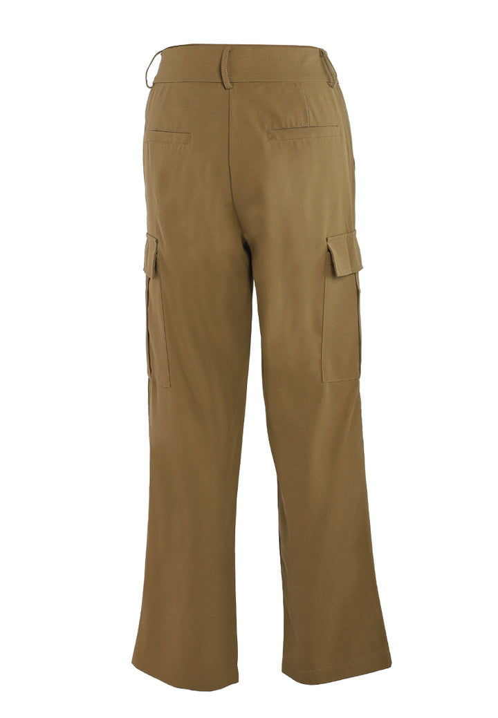 casual high waist straight pants by ruw#color_khaki