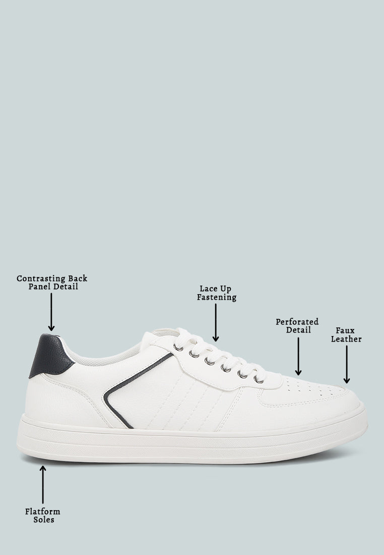 casual perforated detail sneakers#color_white