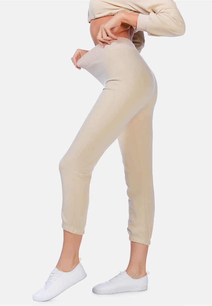 casual solid sweat pants#color_beige