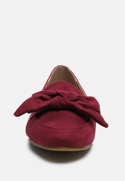 pecan pie casual walking bow loafers#color_red