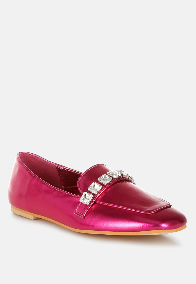 mocasines con tiras de strass metalizados celosia#color_fuchsia