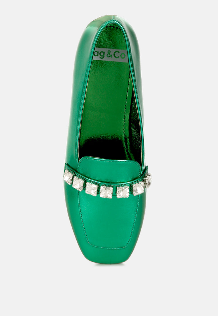 mocasines con tira de strass metalizados celosia#color_green