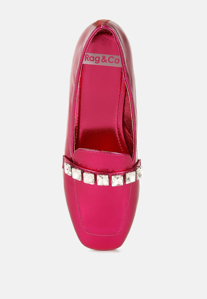 mocasines con tiras de strass metalizados celosia#color_fuchsia