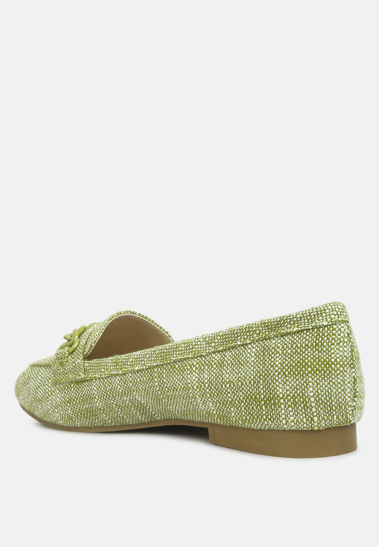 abeera chain embellished loafers#color_green