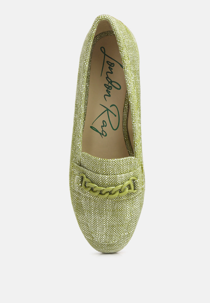 abeera chain embellished loafers#color_green